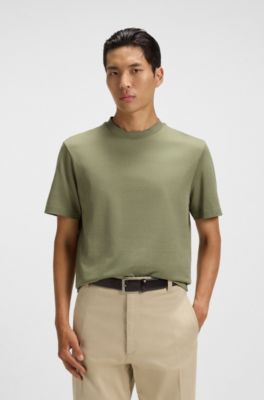 Mercerised-cotton T-shirt with micro pattern, Green