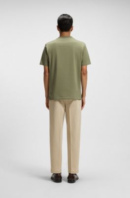 Mercerised-cotton T-shirt with micro pattern, Green