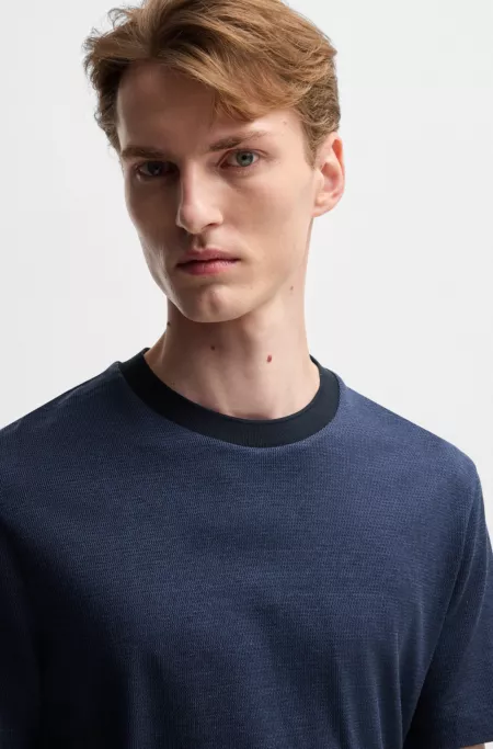 Mercerised-cotton T-shirt with micro pattern