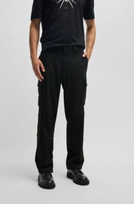 HUGO BOSS黒のズボン BOSS - Relaxed-fit cargo trousers in stretch fabric - Black