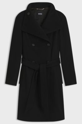 Double-breasted coat in a wool blend, Black