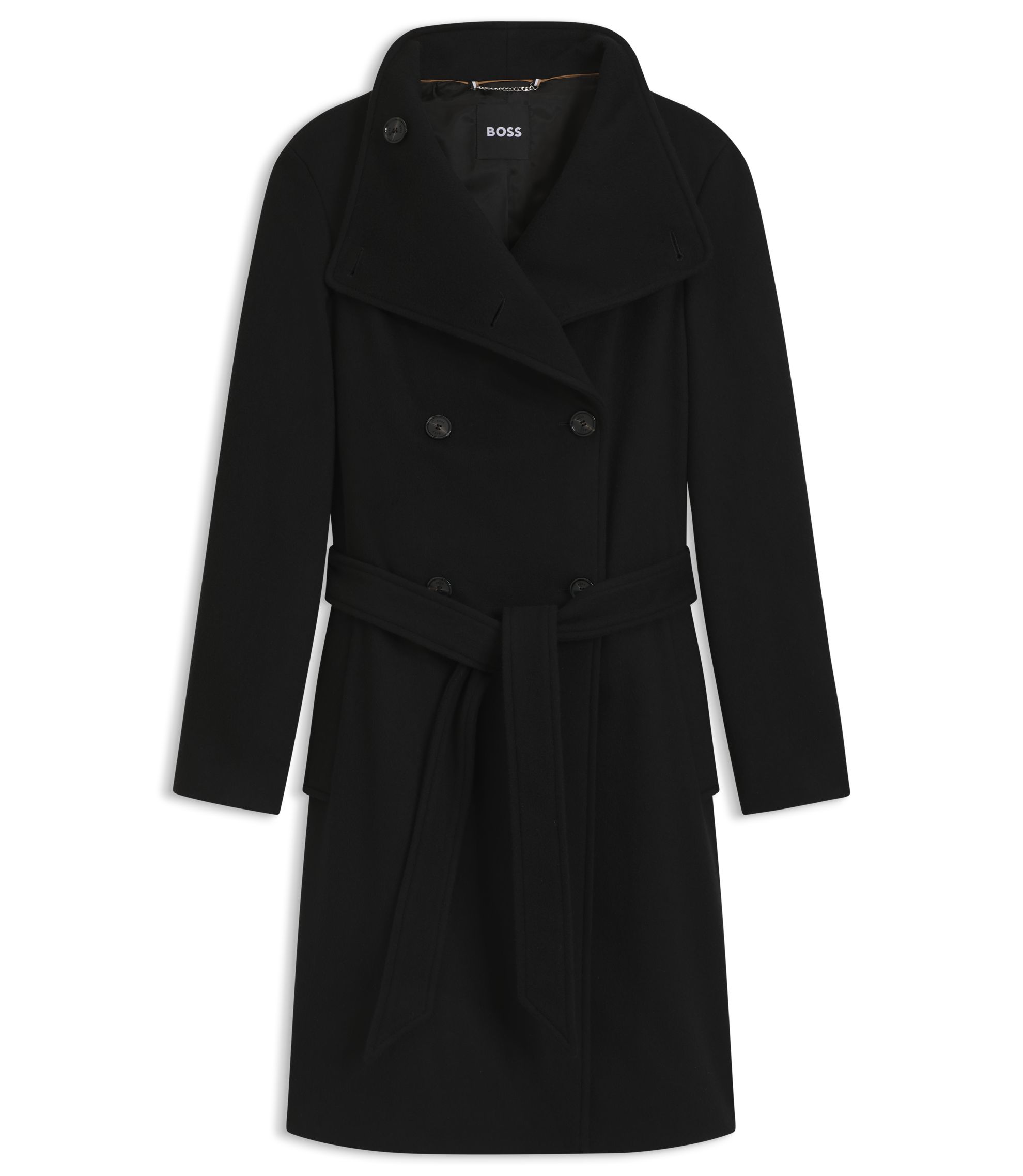 BOSS - ダブルブレストコート ウールブレンド - ブラック
