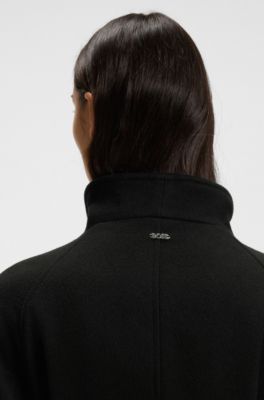 Double-breasted coat in a wool blend, Black