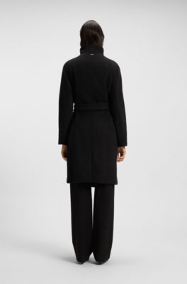 Double-breasted coat in a wool blend, Black
