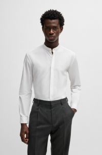 Chemise Slim en popeline de coton facile à repasser, Blanc