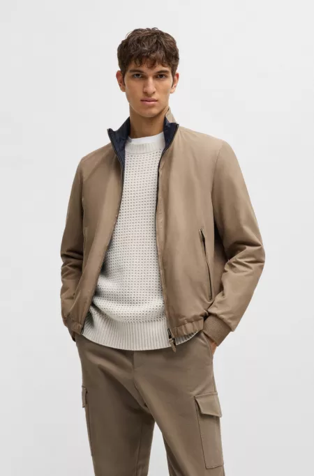 Reversible jacket in nubuck leather with two-way zip