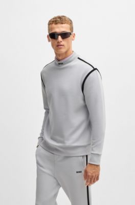 BOSSロゴプリント レギュラーフィット ミックスマテリアル スウェットシャツ メンズスウェットシャツ | HUGO BOSS