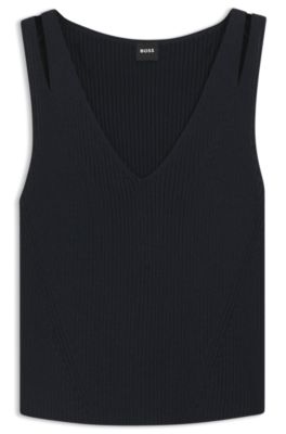 HUGO BOSS ヒューゴボス  Vネック　ノースリーブニット レディース  S グレー HUGO BOSS ヒューゴボス Vネック ノースリーブニット レディース