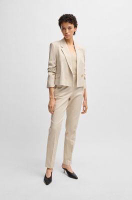 Sleeveless knitted top with V neckline, Light Beige