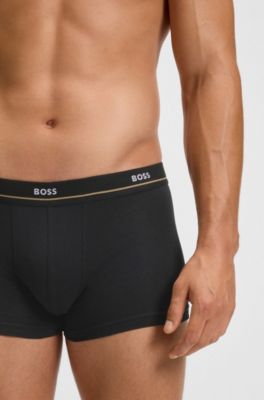 Five-pack of trunks in stretch cotton, Black