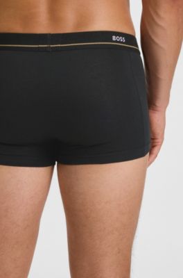 Five-pack of stretch-cotton trunks with logo waistbands, Black