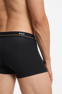 Five-pack of trunks in stretch cotton, Black