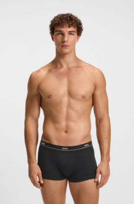 Five-pack of trunks in stretch cotton, Black