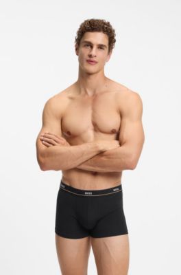 Five-pack of trunks in stretch cotton, Black