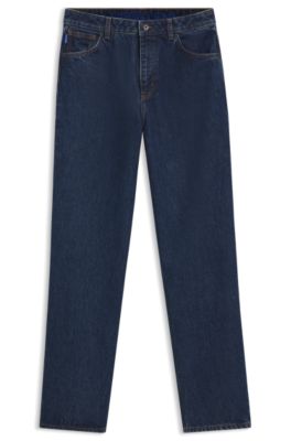 Relaxed-fit jeans in rinse-washed blue denim, Dark Blue