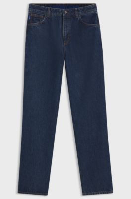 Relaxed-fit jeans van blauwe rinse-washed denim, Donkerblauw