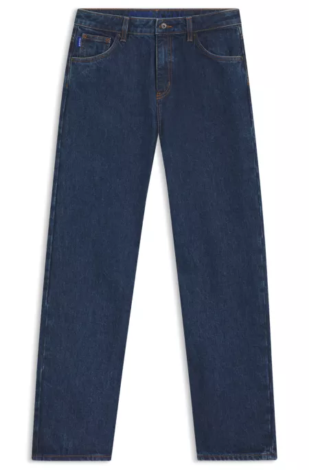 Relaxed-fit jeans in rinse-washed blue denim