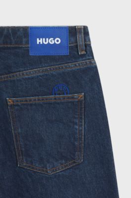 Relaxed-fit jeans in rinse-washed blue denim, Dark Blue