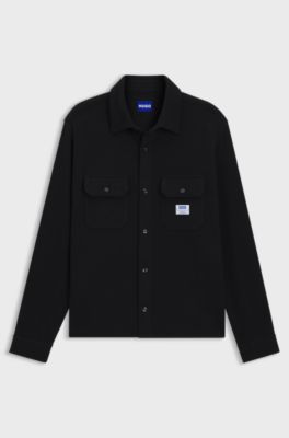 Oversized-fit shirt in a structured cotton blend, Black