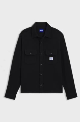Oversized-fit shirt in a structured cotton blend, Black