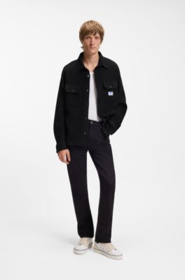 Oversized-fit shirt in a structured cotton blend, Black
