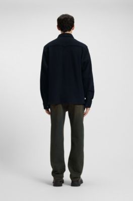 Oversized-fit shirt in a structured cotton blend, Black