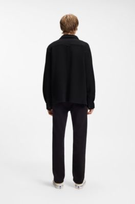 Oversized-fit shirt in a structured cotton blend, Black