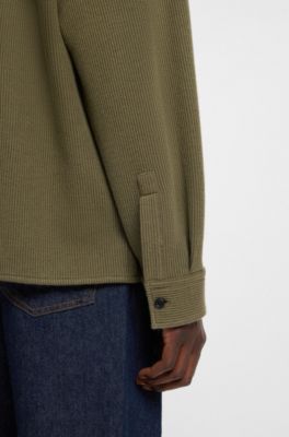Oversized-fit shirt in a structured cotton blend, Olive