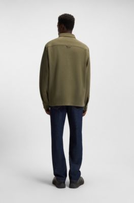 Oversized-fit shirt in a structured cotton blend, Olive