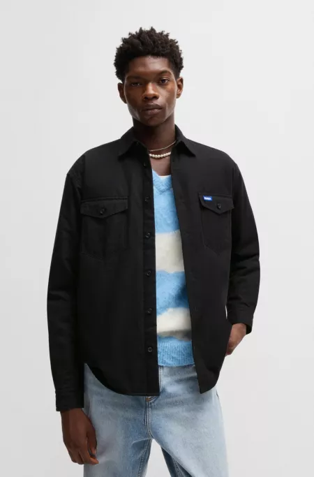 Oversized-fit padded overshirt in Oxford cotton