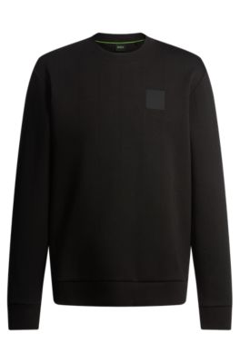 Cotton-blend sweatshirt with drop-needle stitching, Black