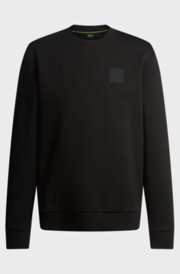 Cotton-blend sweatshirt with drop-needle stitching, Black