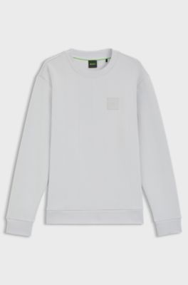 Cotton-blend sweatshirt with drop-needle stitching, Light Grey