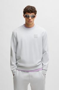 Cotton-blend sweatshirt with drop-needle stitching, Light Grey
