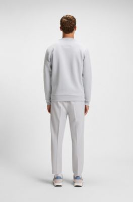 Cotton-blend sweatshirt with drop-needle stitching, Light Grey