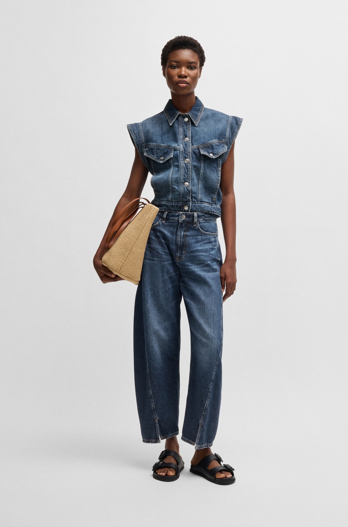 BOSS - Balloon-leg jeans in indigo denim - Blue BOSS - Balloon-leg jeans in indigo denim - Blue