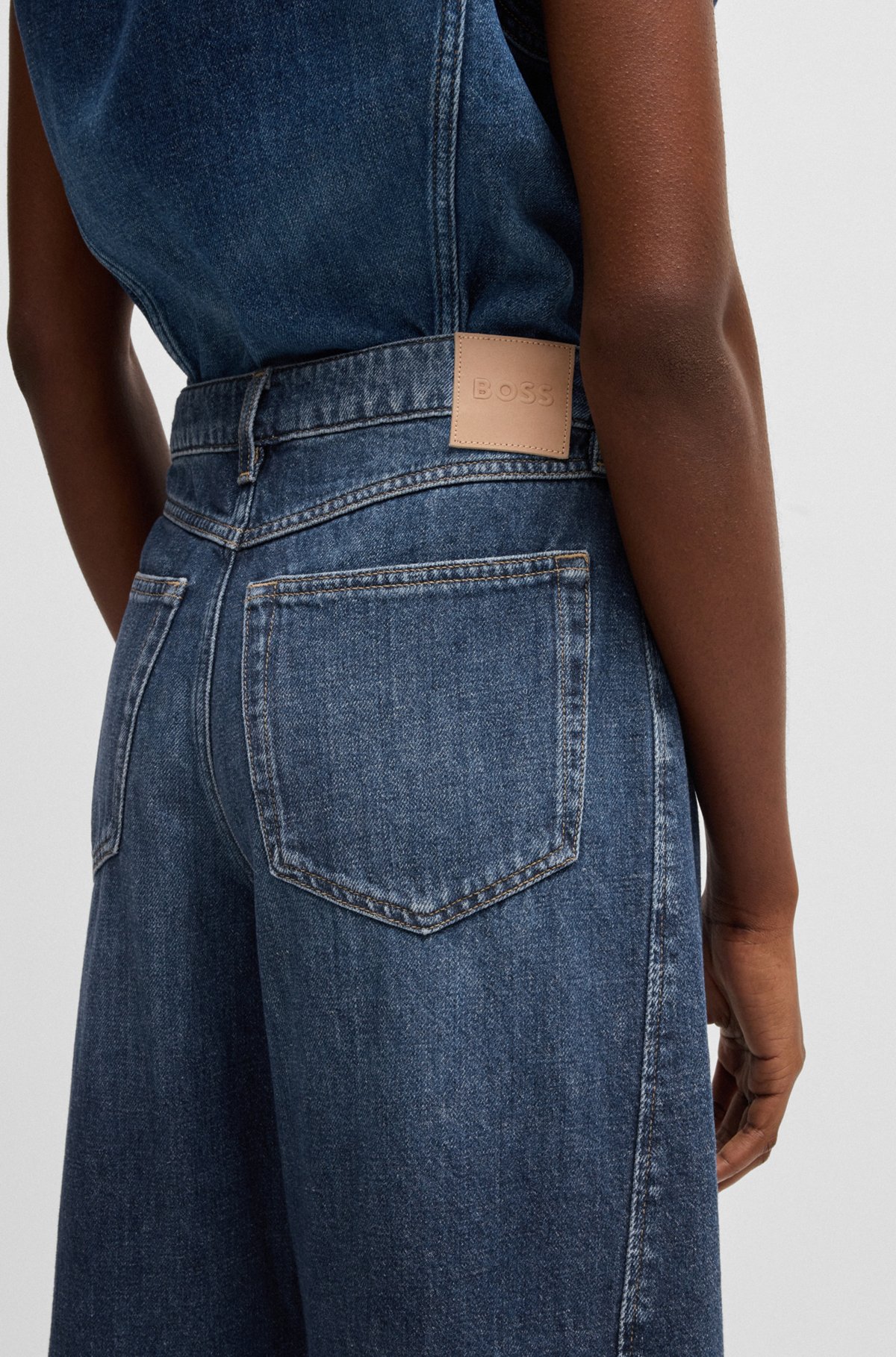 BOSS - Balloon-leg jeans in indigo denim - Blue BOSS - Balloon-leg jeans in indigo denim - Blue