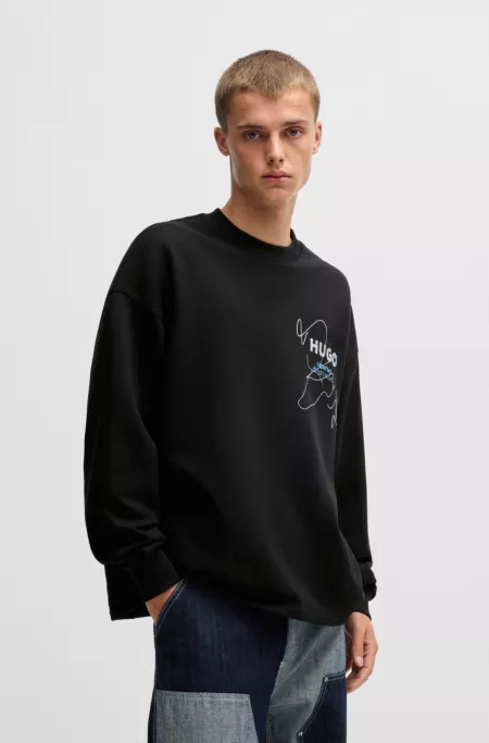 Cotton-terry sweatshirt with seasonal artwork