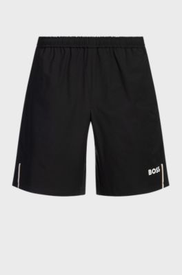 Actieve tennisshorts van sneldrogend, superelastisch materiaal, Zwart