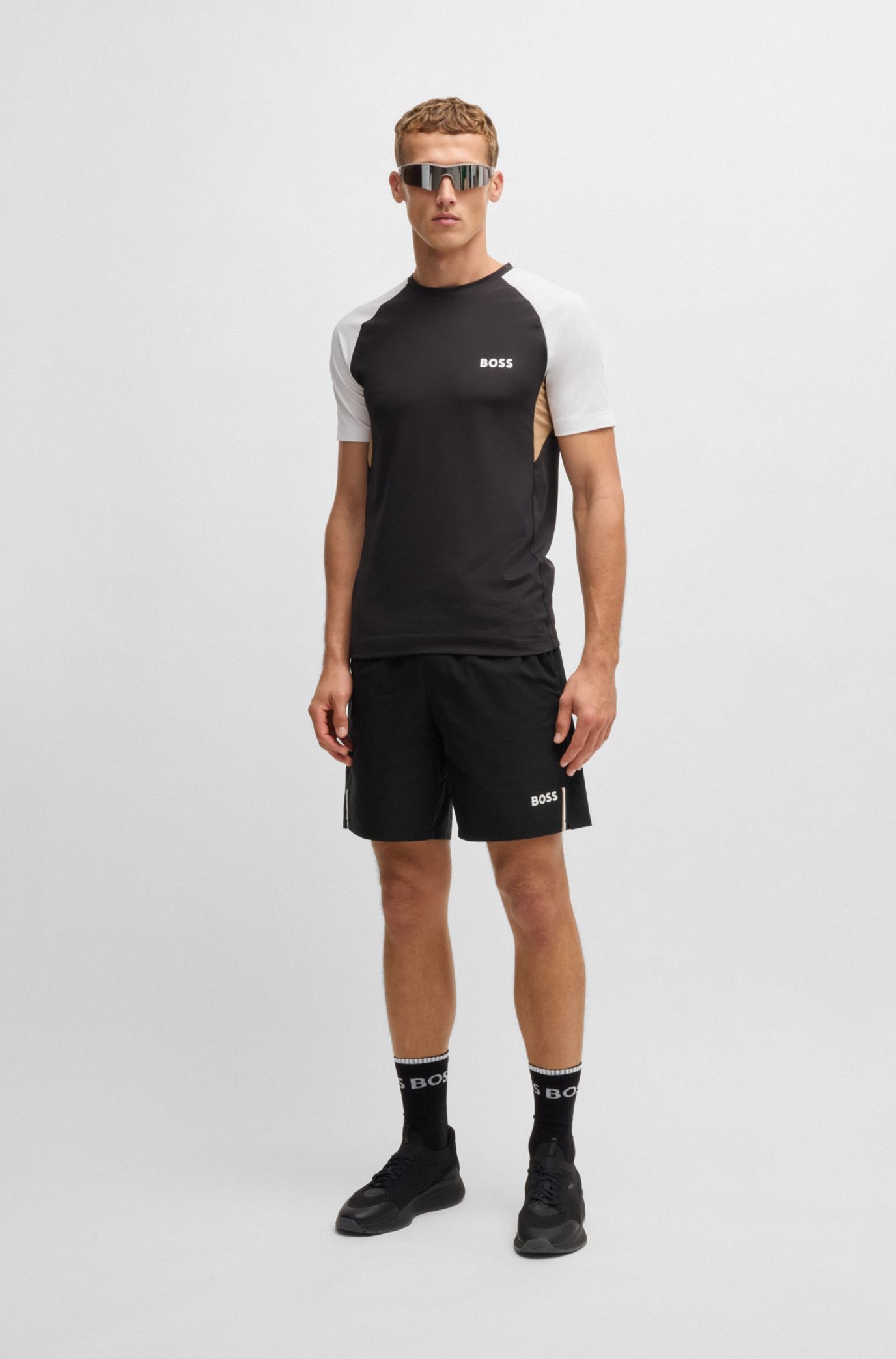 Active tennis shorts in quick-dry super-stretch fabric, Black