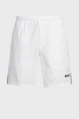 Active tennis shorts in quick-dry super-stretch fabric, White