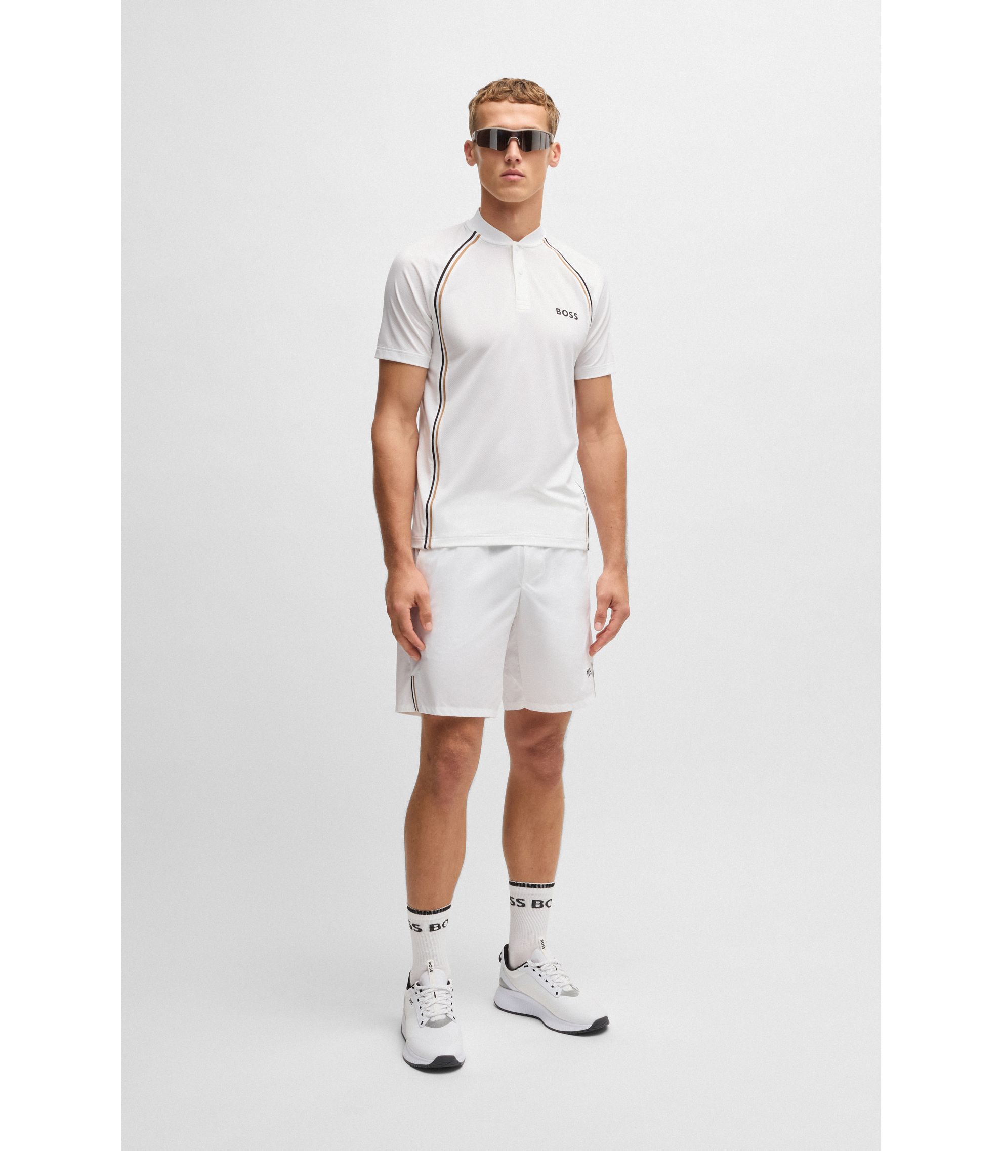 BOSS - Active tennis shorts in quick-dry super-stretch fabric - White