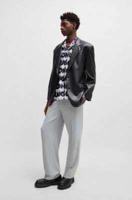 Relaxed-fit shirt in cotton with smoke-logo print, White