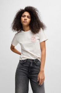 Katoenen T-shirt met grafische seizoensprint, Wit