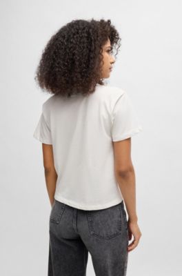 T-shirt en coton avec imprim&eacute; graphique saisonnier, Blanc