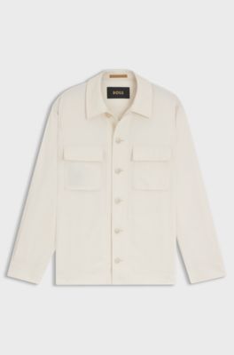 Relaxed-fit overshirt in virgin wool, Natural