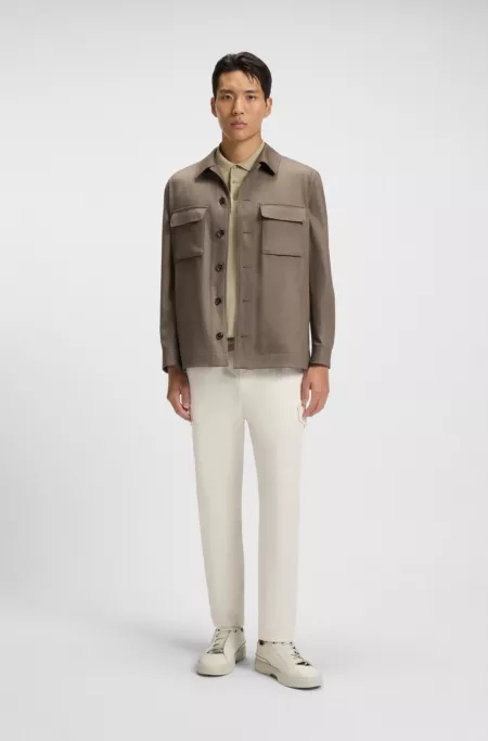 Relaxed-fit overshirt in virgin wool