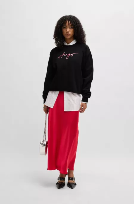 Cotton-terry sweatshirt with printed branding