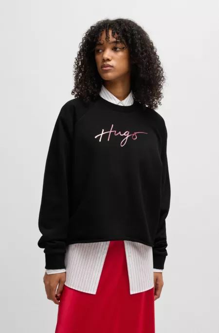 Cotton-terry sweatshirt with printed branding