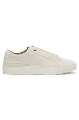 Gary trainers in suede with elastic lacing system, White